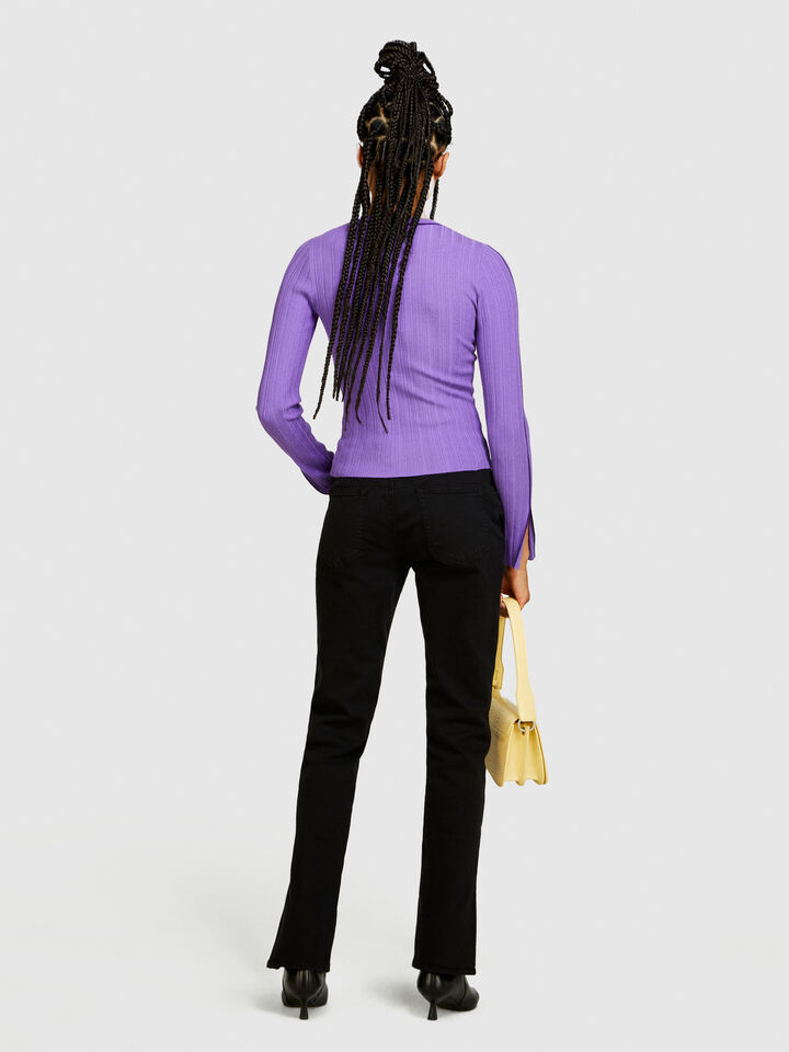 Colorful jeans with slits - women's slim fit jeans - Black | Sisley image number 3